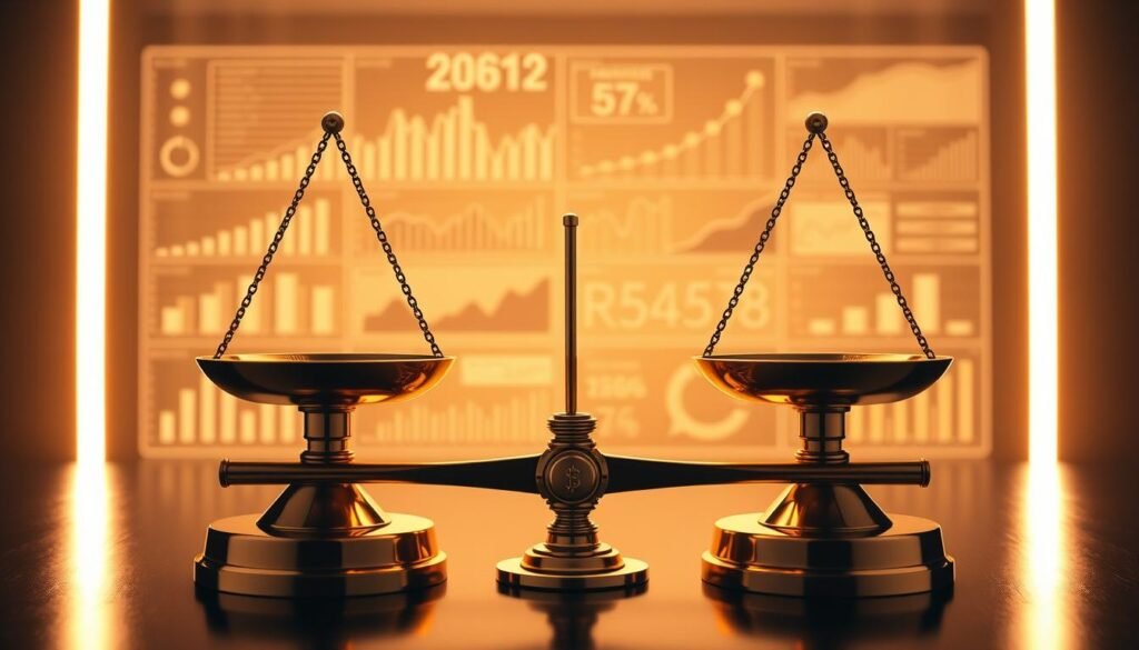 A detailed illustration of a fairness metric, showcasing an elegant balance between two opposing forces. In the foreground, a finely-tuned scale, its pans meticulously calibrated, symbolizing the delicate equilibrium between different factors. The middle ground features a seamless integration of data visualizations, charts, and graphs, conveying the complexity of the fairness analysis. The background is bathed in a warm, soft light, creating a sense of harmony and professionalism. The overall composition radiates a feeling of thoughtful, data-driven decision-making, inviting the viewer to engage with the nuances of fairness and variance.